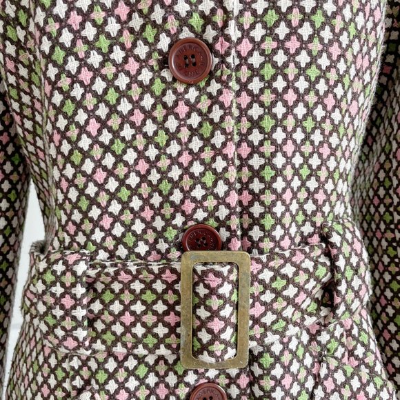 Preppy Pink Green Tweed Coat With Belt (S) Blendshe - Picture 7 of 14
